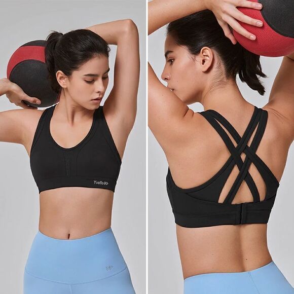 Yvette Power Cross Back Padded Running Sports Bra - Picture 1 of 12